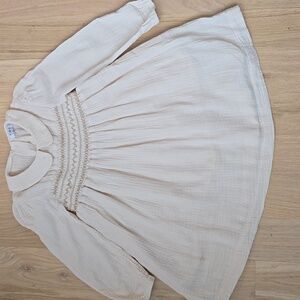 Elegant Cream Kids Dress with Smocked Detail